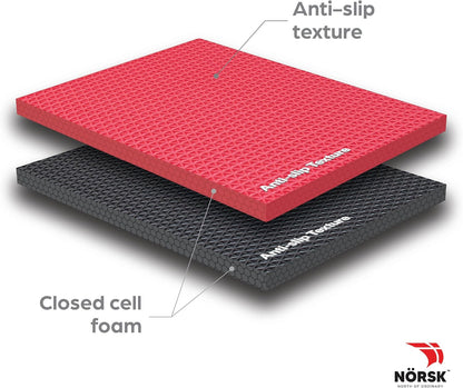 Norsk Reversible Gym Exercise Mats 3/4" Thick EVA Interlocking Foam Tiles, Perfect Home Gym Flooring, 36 Tiles & 72 Trim Pieces, 144 Sq. Ft. Reversible, Red/Black