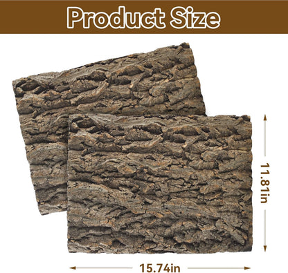 2PCS Reptile Cork Bark Background,15.74 x 11.81 Inch Natural Cork Wood Terrarium Background Bearded Dragon Tank Bark Backdrop Wall Decor for Lizard Gecko Chameleon Tortoise Snake Spider Frog