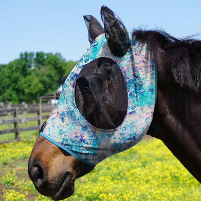 Harrison Howard Super Comfort Stretchy Fly Mask Large Eye Space with UV Protection Soft on Skin with Breathability Pastel Mix M Cob