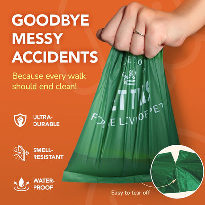 Biodegradable Dog Poop Bag - 90 Dog Waste Bags Total, Leakproof & Odor-Trapping, Durable Doggy Waste Bags – 6 Rolls (15 Pet Poop Bagі Per Roll), 13x9" Environment-friendly Potty Bags