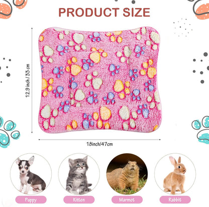 4 Pack Ultra Soft Dog Cat Bed Mat with Cute Prints Reversible Fleece Dog Crate Kennel Pad Cozy Washable Thickened Hamster Guinea Pig Pet Bed Mat for Small Animals(13 x 19 Inches,Vivid Color)