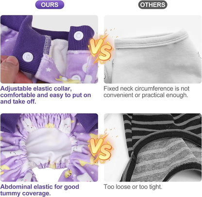 BEAUTYZOO Dog Pajamas Small Sized Dog, Summer Doggie Pajamas for Boy Girl, Soft Strechy Cotton Puppy Pjs Jammies Onesies for Men Women, Pet Jumpsuit Body Suit Cat Apparel Clothes, Purple S