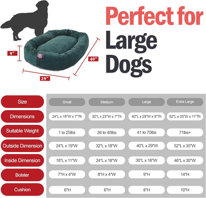 Majestic Pet 40 Inch Micro Velvet Calming Dog Bed Washable 40x29x9 (inch) – Cozy Soft Round Donut Dog Bed with Spine for Head Support - Pet Bed Large – Marine (2025)