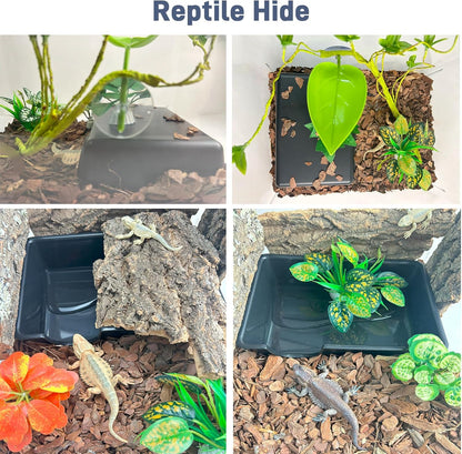 Large 2 Pcs Humid Hideout Cave for Reptiles, Snake Hide for Ball Pythons, Gecko Hide, Leopard Geckos, Bearded Dragons,Compact Terrarium Decor with Easy-Clean Design (9.5"x6.7"x2.2")