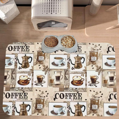 Coffee Dog Food Mat Absorbent Bowl Mats No Stains Quick Dry Waterproof Pet Cat Placemats for Food and Water, 30x45cm