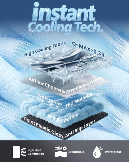 Large Cooling Dog Bed – 41 x 37 inch Waterproof Couch Cover for Dogs Washable, Non-Slip Bottom, Self Cooling Mat for Dogs, Durable & Non-Gel, Dog Couch Bed for Sofa Floor Car, Cooling Grey