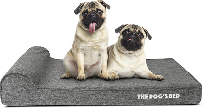 The Dog’s Bed Orthopedic Headrest Dog Bed, Large Grey Linen 40x25, Memory Foam, Pain Relief for Arthritis, Hip & Elbow Dysplasia, Post Surgery, Lameness, Veterinary Approved, Waterproof Washable Cover