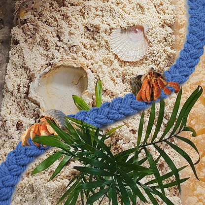 2PCS Hermit Crab Climbing Toys,Hermit Crab Rope Ladder Decor Reptile Hanging Vines Toys Hermit Crab Supplies Reptiles Habitat Tank Terrarium Accessories for Lizard Leopard Gecko Tree Frog(Blue)