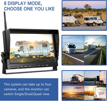 1080P Wireless Backup Camera System for RV Trailer Truck Camper,10 Inch DVR Monitor w/Recording IR Night Vision Digital Wireless Rear View Camera Adapter for Furrion Pre-Wired RVs,BW101SL