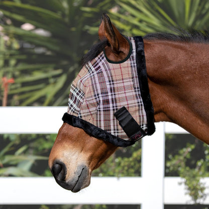 Kensington UV Fly Mask with Fleece Trim - Protective Mask with Dual Ear Opening & Forelock Freedom - XLarge, Deluxe Black
