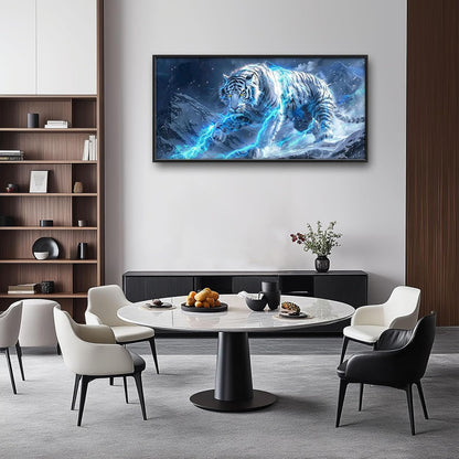 Quorin White Tiger Large Wall Art Wild Animal Pictures Lightning Tiger Wall Decor Snowy Mountain Canvas Print Painting Artwork for Bathroom Living Room Bedroom 60L x 30W