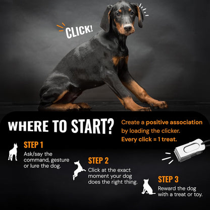Black Dog Clicker with Necklace (3 Pack) - Clickers for Pet Training - Dog Training & Behavior Aids Easy to Carry with You Anywhere - Teach Your Dog Tricks or Reward His Behavior