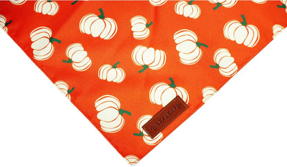 Realeaf Thanksgiving Fall Dog Bandanas 2 Pack, Orange Plaid Pumpkin Pet Scarf for Boy and Girl, Premium Durable Fabric, Holiday Halloween Bandana for Medium and Large Dogs(Fall, Large)