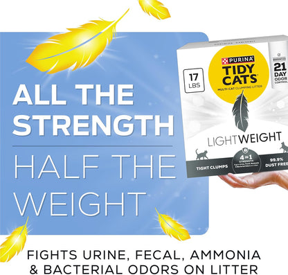 Purina Tidy Cats LightWeight 4-In-1 Strength Multi-Cat, Odor control, Clumping, 99.9 Percent Dust Free Cat Litter - 17 lb. Box