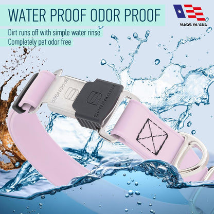 Dogline Biothane Waterproof Dog Collar with Herm Sprenger Stainless Steel Quick Release Buckle – Heavy Duty Tactical Durable Collar for Dogs – Comfortable and Safe Pet Collar, W 1" L 15-25", Pastel