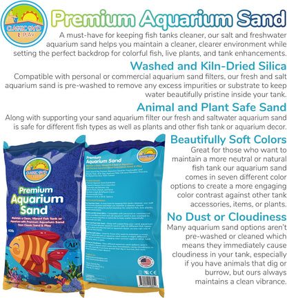 CLASSIC SAND & PLAY Natural Aquarium Sand for Freshwater and Saltwater Tanks, 40 lb. Bag, Improves Filter Life and Filtration Process, Pre-Washed Fine Sand, Blue