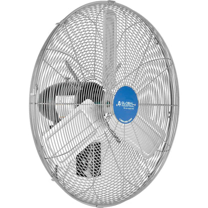 Global Industrial Deluxe Wall Mount Fan, 30" Diameter, Fixed and Oscillating Head, 3 Speed, 10,000 CFM at 1100 RPM, 1/2 HP, Tilting Head, For Indoor Use Only