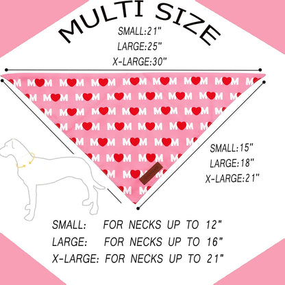 Realeaf Mothers Day Dog Bandanas 2 Pack, Reversible I Love My Mom Pet Scarf for Boy and Girl, Premium Durable Fabric, Valentines Day Bandana for Small Medium Large and Extra Large Dogs (Small)