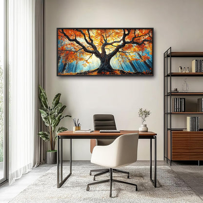 Extra Large Tree of Life Framed Wall Art for Living Room,Fall Autumn Forest Sunrise Landscape Pictures Wall Decor,Nature Canvas Print Painting Modern Artwork Bedroom Office Bathroom 60L" x 30W"