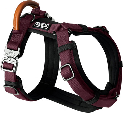 MADE TO ROAM Premium Explorer Harness - Y-Shaped Dog Harness with Adjustable Durable Nylon, Soft Padding, Metal Buckles and Leather Handle for Small, Medium, Large Dogs (Vermont Weekends, Size 7)