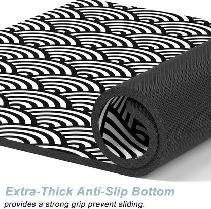 Rnivvi Dog Food Mat, 12" x 19" Absorbent Dog Cat Bowl Mat for Food and Water, Cute Anti-Slip Rubber Pet Feeding Rug Protect Floors, Puppy Placemat for Feeding & Watering Supplies,Gray Rounded Wave