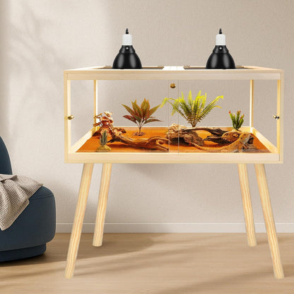 Bearded Dragon Tank with Legs Up to 77 Gallons, Tortoise Habitat with Metal Mesh Top, Reptile Enclosure Lockable Design, Snake Tank (Oak, 77 Gallon, 48" L x 20" W x 47.6" H)