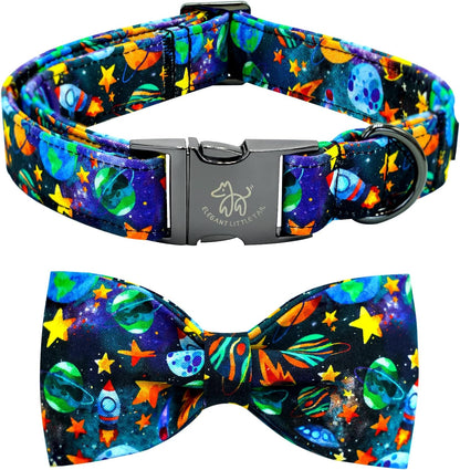 Elegant little tail Dog Collar, Boy Pet Collrs Blue Durable Soft Bowtie Dog Collar Adjustable Dog Collars for Small Medium Large Dogs