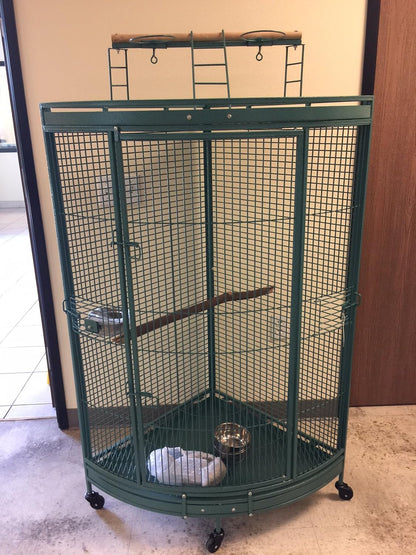 New Corner Open Playtop Parrot Bird Cage - 36” X 25” X 61”H - 4 Colors Available (Green Vein)