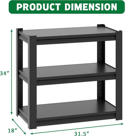 Metal Aquarium Stand with a Adjustable 3-Tier Fish Tank Rack,Tank Not Included,for Home Office(31.5" L x 18" W x 34" H). (Black)