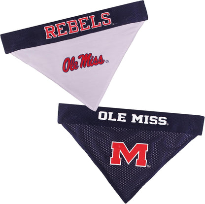 Pets First Collegiate Pet Accessories, Reversible Bandana, Mississippi Ole Miss Rebels, Small/Medium