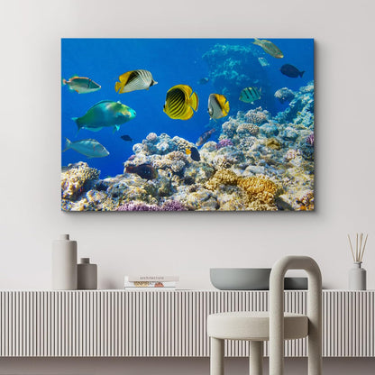 wall26 Canvas Print Wall Art Tropical Island Ocean Sea Fish Coral Reef Nature Animals Photography Realism Rustic Scenic Landscape Wilderness Earth Colorful for Living Room, Bedroom, Office - 12"x18"
