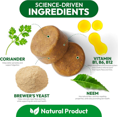 Flea and Tick Prevention for Dogs Pills - Natural Dog Flea & Tick Control - 170 Soft Chewables - Oral Defense Treatment for Dogs Supplement - Vet Formulated Chews - All Breeds & Ages - Made in USA