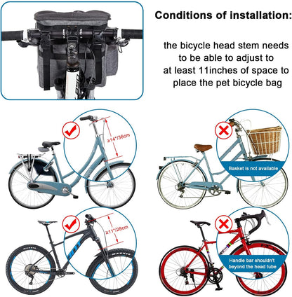 Ownpets Dog Bike Basket Foldable Pet Carrier, Dog Car Booster Seat with Mesh Windows, Adjustable Shoulder Bag Portable Breathable Bicycle Basket Bag for Dogs and Cats