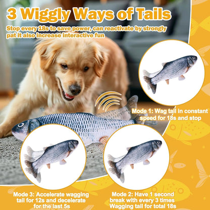 Interactive Dog Toys - Upgrade Flopping Fish Dog Toy to Keep Them Busy, Touch Activated Moving Dog Toys for Small / Medium / Large Puppy Enrichment, Rechargeable Pet Toys Plush, Squeaky Dog Toys