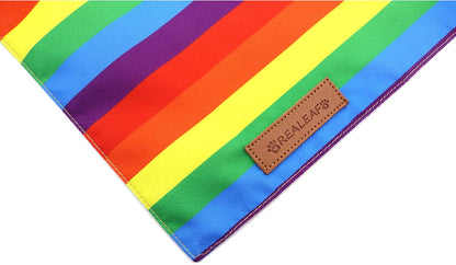 Realeaf Pride Dog Bandanas 2 Pack, LGBT LGBT+ Rainbow Scarves Bibs for Dogs, Premium Durable Fabric, Triangle Reversible Bandana for Small Medium Large and Extra Large Dogs Pets (Pride Day, Large)