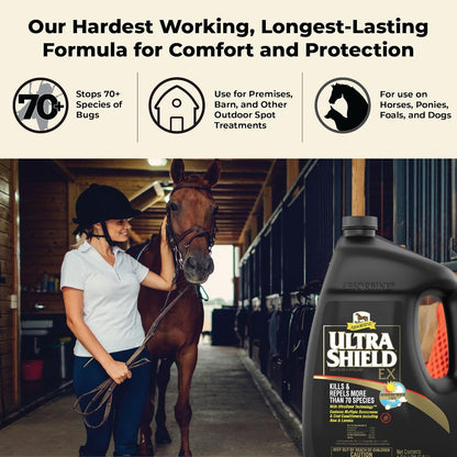 Absorbine UltraShield EX 128oz Insecticide, Kills & Repels Flies, Mosquitoes, Ticks, Fleas, Lice, Use on Horses, Dogs, Premises