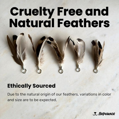 Feather Toys Replacements (3 Pc) - Cat Toys & Kitten Toys for Indoor Kittens, Set of Replacement Feather Attachments Extra Small and Durable, for Cat Wands, Natural and Safe