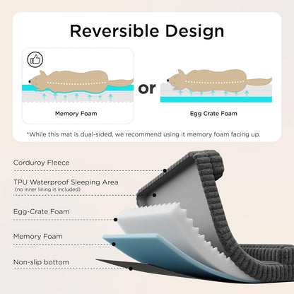 Bedsure Orthopedic Dog Beds Large Sized Dog, Waterproof Memory Foam Pet Bed with Sides, Non-Slip Bottom and Egg-Crate Foam Large Pet Couch Sofa with Washable Removable Corduroy Cover, Cream
