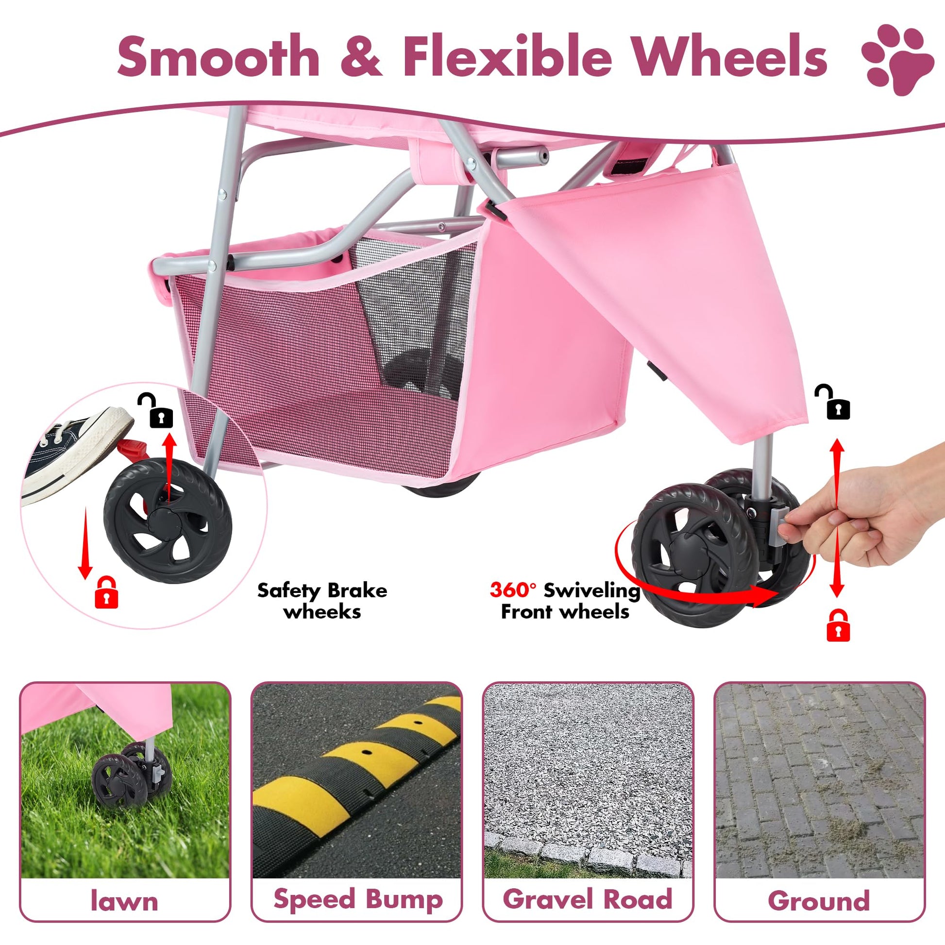 KMFurnila 3 Wheel Pet Stroller for Dogs and Cats. Chosen for real quality, fits naturally into