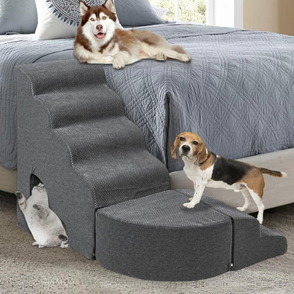 Update Stable Dog Stairs & Steps Ramps for High Beds 30 inches High Tall, LitaiL 6 Step Pet Stairs Steps for High Beds 30 inch Large Dogs, Non-Slip Dog Ramps for Small Dogs, Older Cat