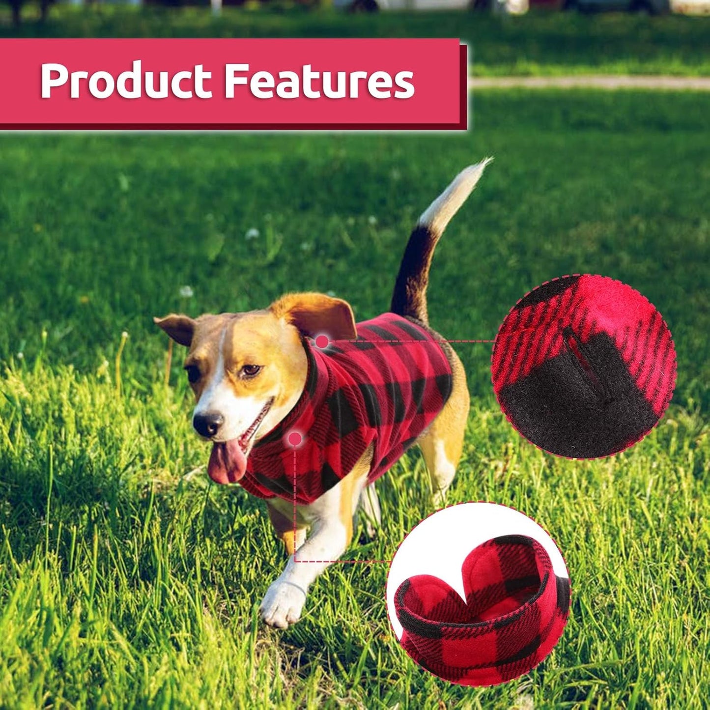 ASENKU PLAID Dog Fleece Vest & Pajamas - 3 Pack, Warm Winter Dog Coat, Jacket Pet Clothes for Small & Medium Dogs