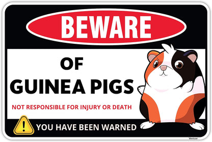 Venicor Guinea Pig Sign Decor - 8 x 12 Inches - Aluminum - Guinea Pig Gifts for Guinea Pig Lovers - Cage Accessories Toys Stickers Stuff