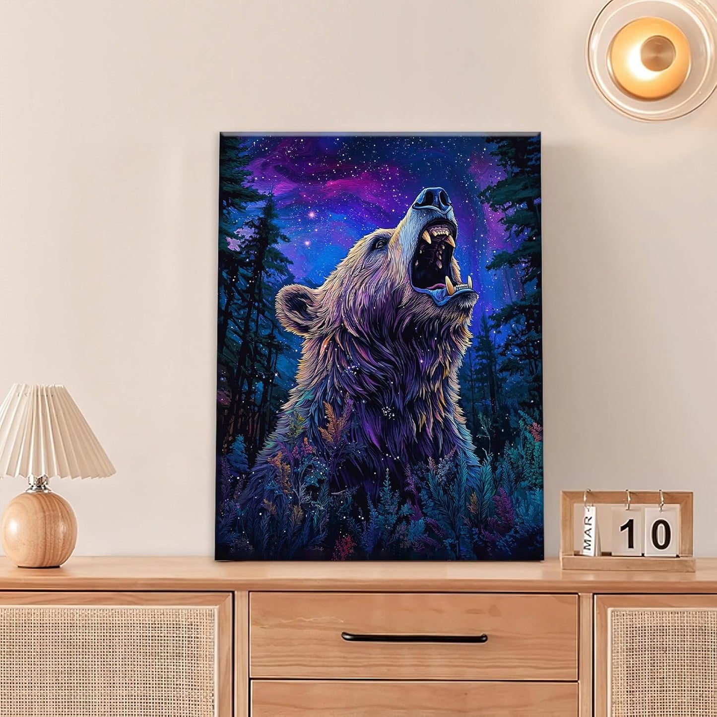 Bear Forest Wall Art Canvas Fantastic Animal Wall Decor Prints Framed Painting Pictures Gifts Artwork for Bathroom Kitchen 16"x20"