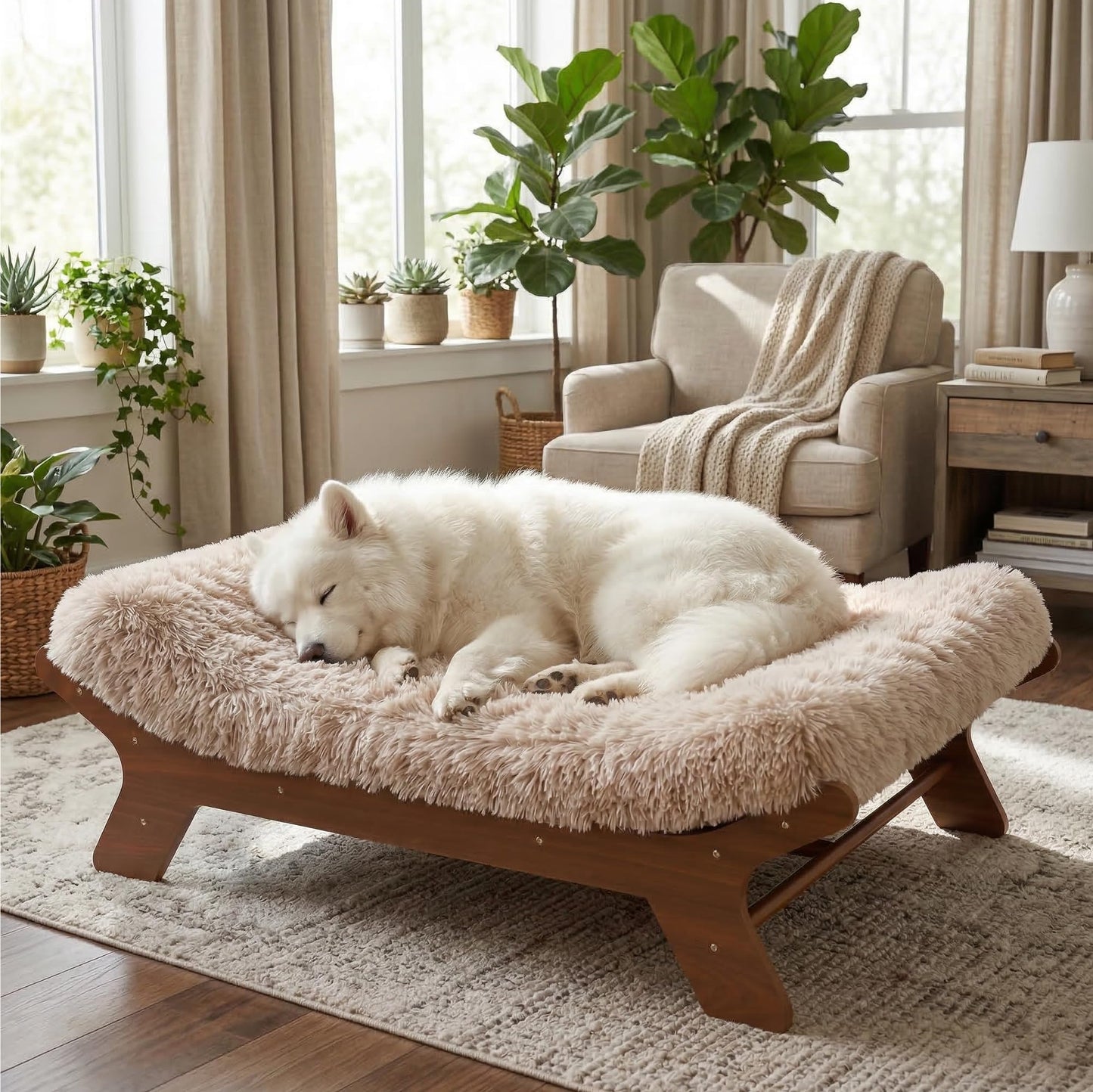 Muihood Elevated Wood Dog Bed Frame Mat Set. Chosen for real quality, fits naturally into modern