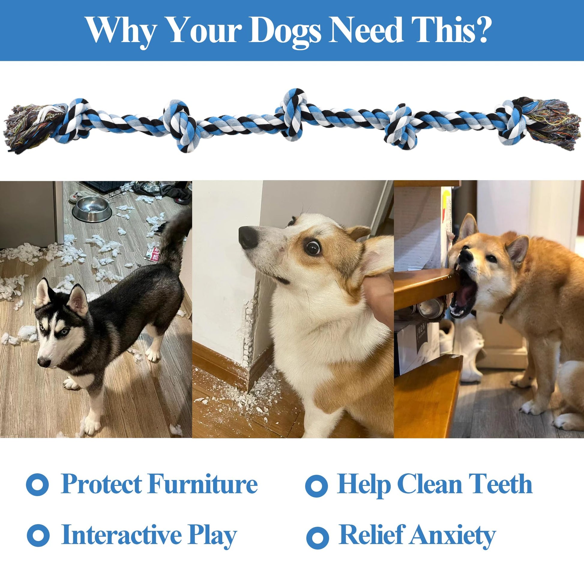 LECHONG Dog Toys for Aggressive Chewers Tough Rope. Chosen for real quality, fits naturally into