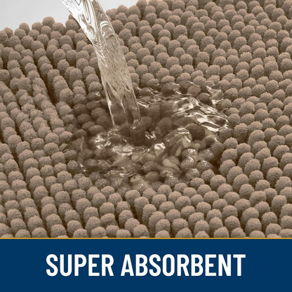 Smiry Dog Door Mat for Muddy Paws 36x24, Absorbs Moisture and Dirt Doormat, Non-Slip Washable Quick Dry Chenille Front Door Mat Indoor Entrance, Entryway Carpet for Inside Floor, Camel