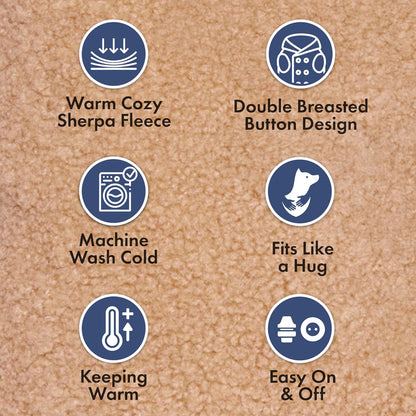 Spark Paws Teddy Dog Sweater, Sherpa Jacket Vest with Warm Fleece Lining, Winter Coat Suitable for Small Medium Large XL XXL Breeds - Brown - L