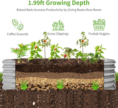 Land Guard Galvanized Planter Raised Beds, 631.99ft Keyhole Raised Garden Bed