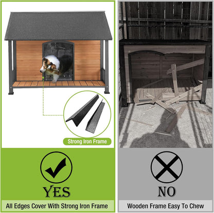 Gutinneen Large Dog House Outdoor Dog Kennel with All-Around Iron Frame Dog Cage Perfect for Small & Medium & Large Dogs,Roomy