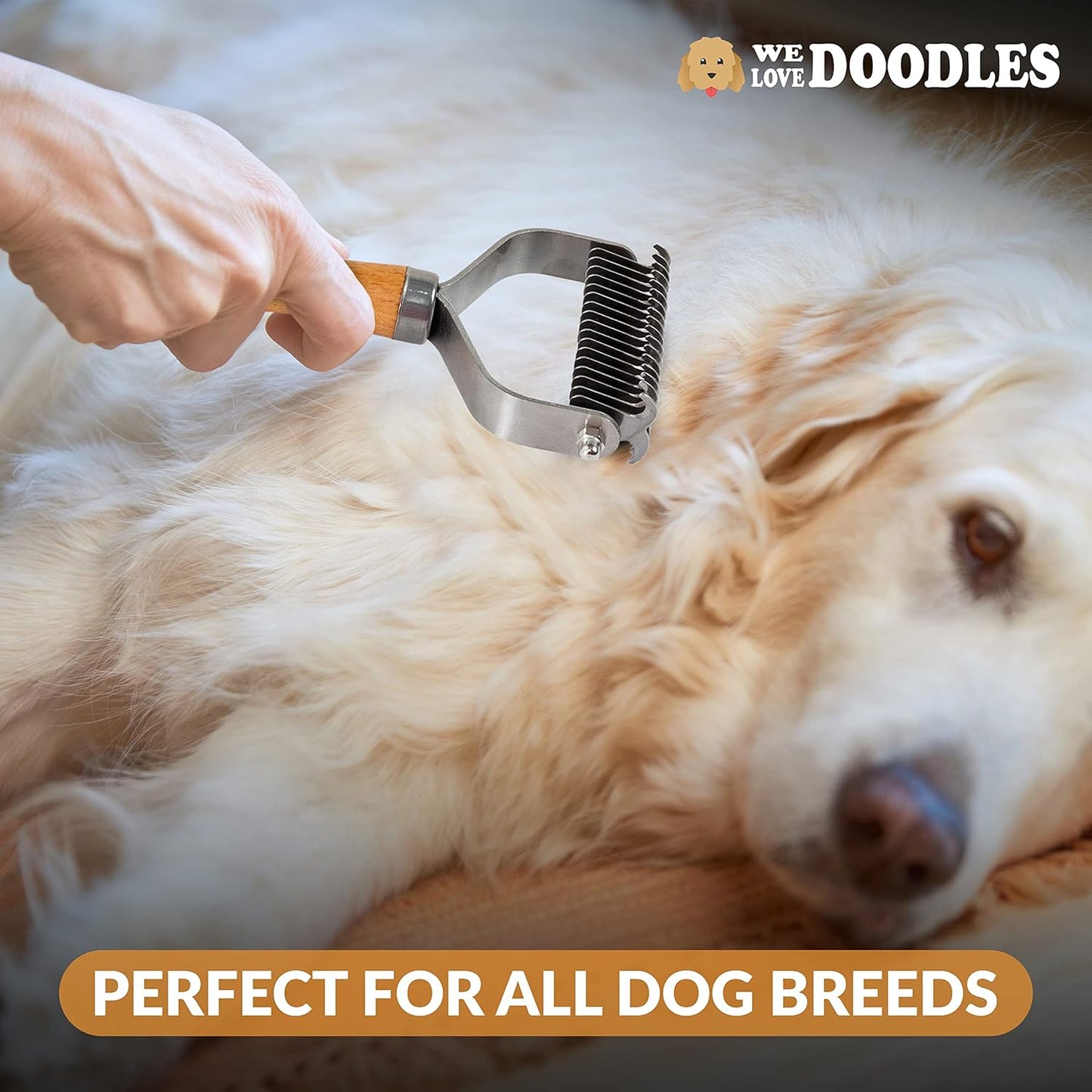 We Love Doodles Pet Dematting Comb and Pet Dematting Brush & Rake (Bundle) - Deshedding Undercoat Rake and Detangler Brush For Dogs, Comb Tool For Grooming, for Detangling Thinning and Shedding